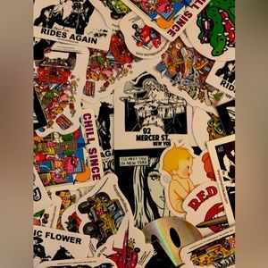 set of 44 brandy melville stickers and pins